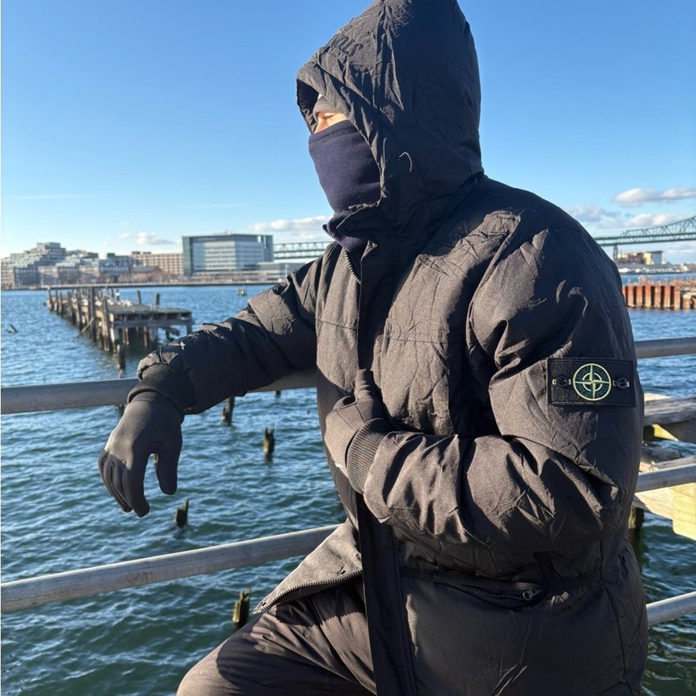 Stone Island Black Hooded Puffer Jacket